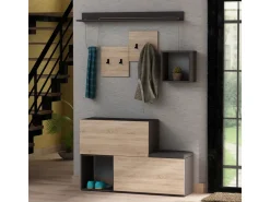 Meuble d'entrée en bois "Holdon" - 120 x 32 x 78 cm - Gris anthracite