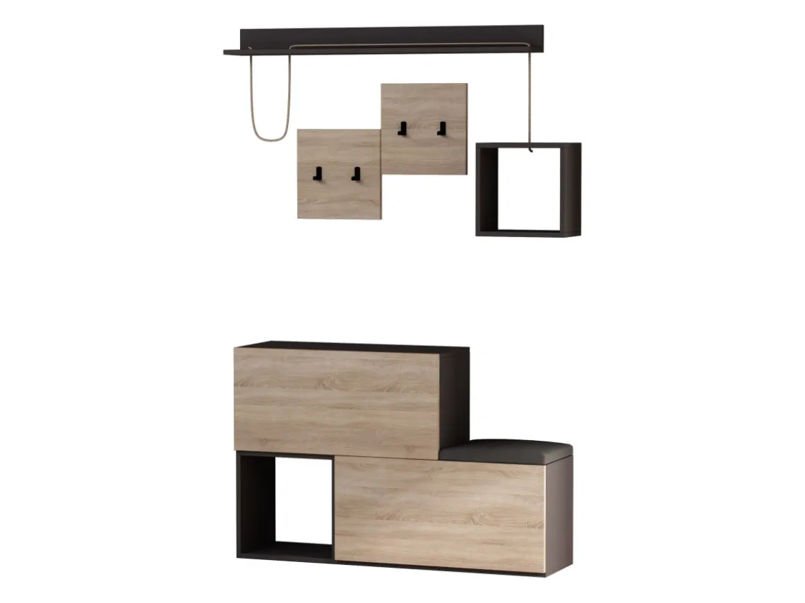 Meuble d'entrée en bois "Holdon" - 120 x 32 x 78 cm - Gris anthracite