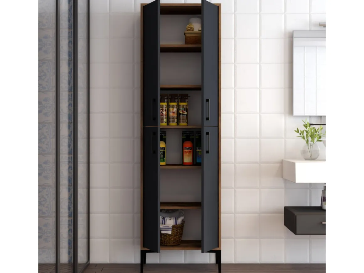 Meuble multi-usages en bois "Berlin A" - 60 x 35 x 200 cm - NoyerAnthracite
