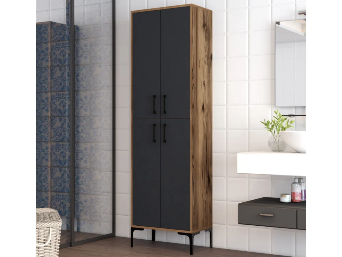 Meuble multi-usages en bois "Berlin A" - 60 x 35 x 200 cm - NoyerAnthracite