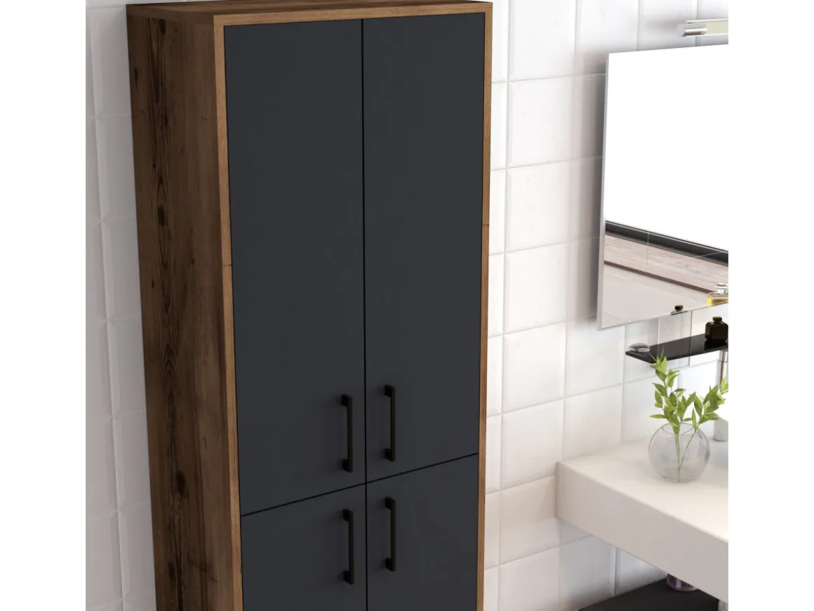 Meuble multi-usages en bois "Berlin A" - 60 x 35 x 200 cm - NoyerAnthracite