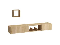 Meuble TV avec étagère murale en bois
