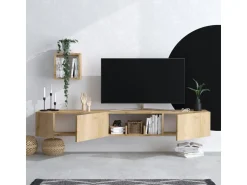 Meuble TV avec étagère murale en bois