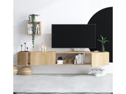 Meuble TV avec étagère murale en bois