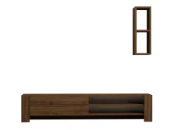 Meuble TV avec étagère murale en bois