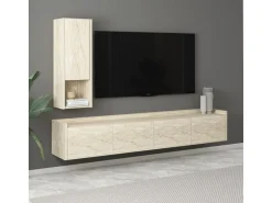 Meuble TV avec étagère murale en bois