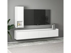 Meuble TV avec étagère murale en bois