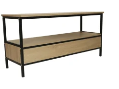 Meuble TV avec tiroir style industriel "Detroit" - 113 x 40 x 55 cm - Beige