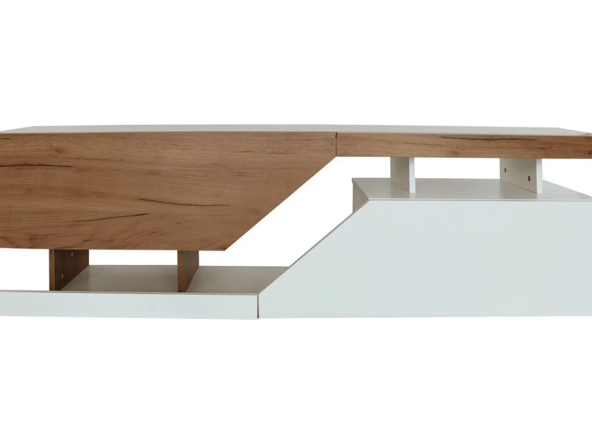 Meuble TV "Ceelias" - 160 x 46 x 35 cm - Blanc/Marron Foncé