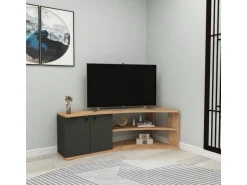 Meuble TV d'angle en bois "Termera" - 135 x 67 x 48 cm - Marron