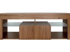 Meuble TV design bois "Hugo" - 140 x 40 x 50 cm - Marron