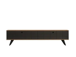 Meuble TV en bois "Alberi" - 160 x 25 x 35 cm - Gris anthracite