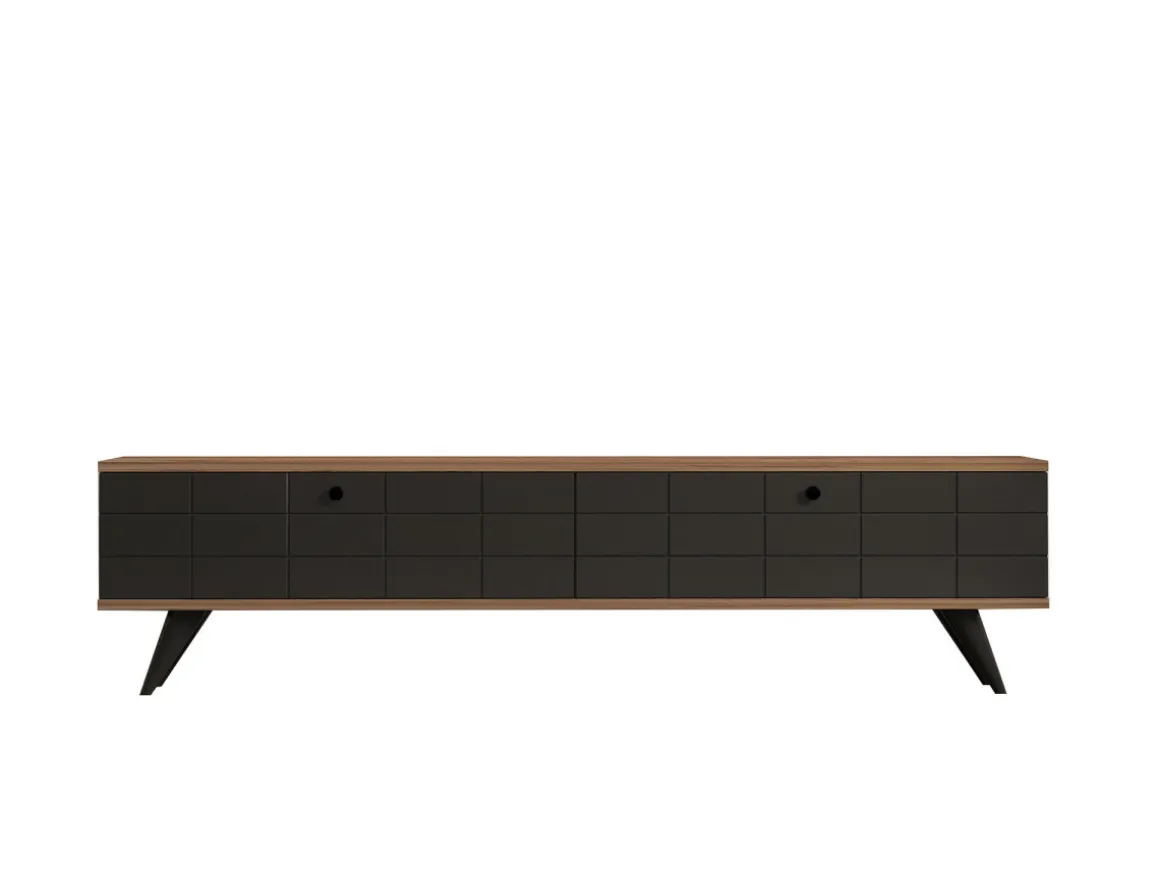 Meuble TV en bois "Alberi" - 160 x 25 x 35 cm - Gris anthracite