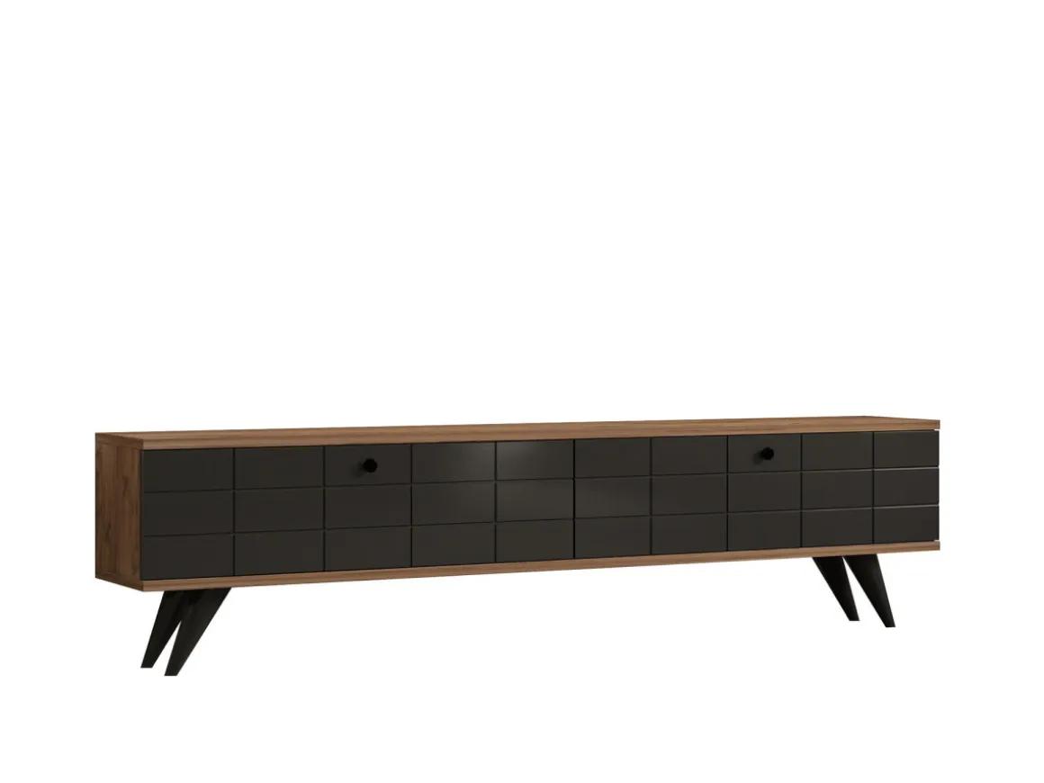 Meuble TV en bois "Alberi" - 160 x 25 x 35 cm - Gris anthracite