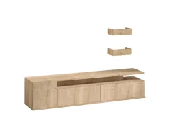 Meuble TV en bois "Alika" - 180 x 35 x 45 cm - Chêne