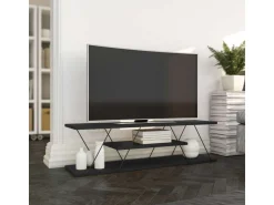 Meuble TV en bois "April" - 120 x 30 x 33 cm - Gris anthracite