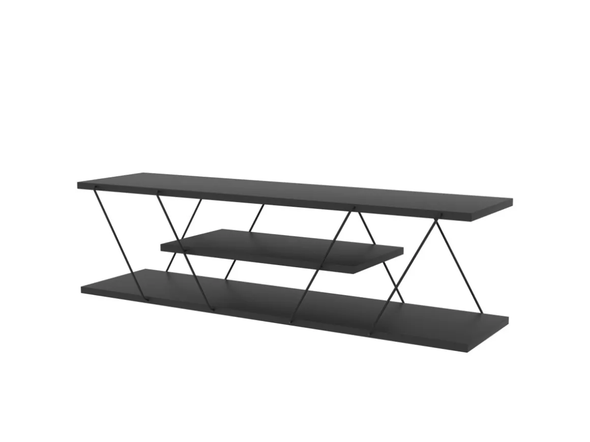 Meuble TV en bois "April" - 120 x 30 x 33 cm - Gris anthracite