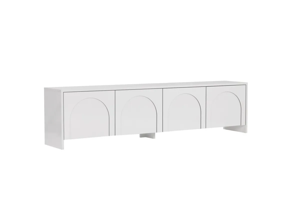 Meuble TV en bois "Aurelia" - 180 x 32 x 45 cm - Blanc