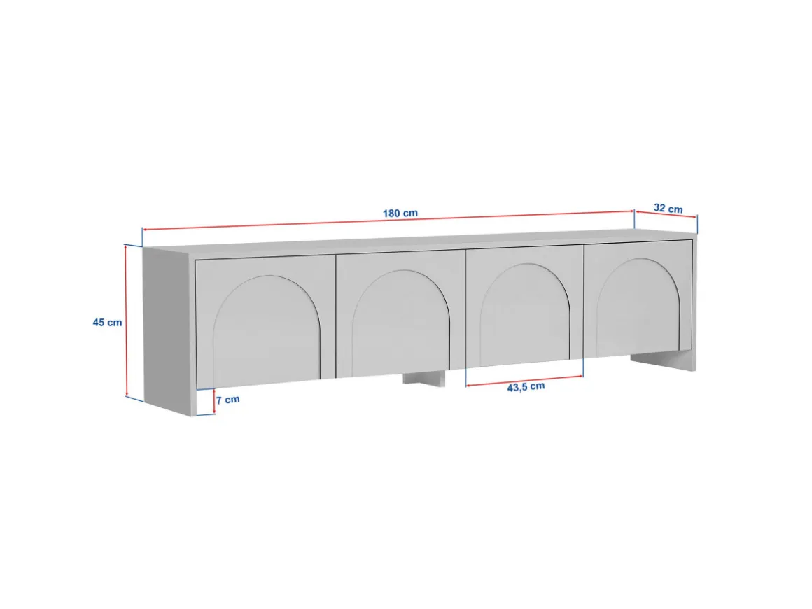 Meuble TV en bois "Aurelia" - 180 x 32 x 45 cm - Blanc