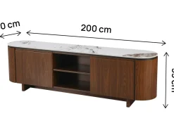 Meuble TV en bois avec plateau en céramique