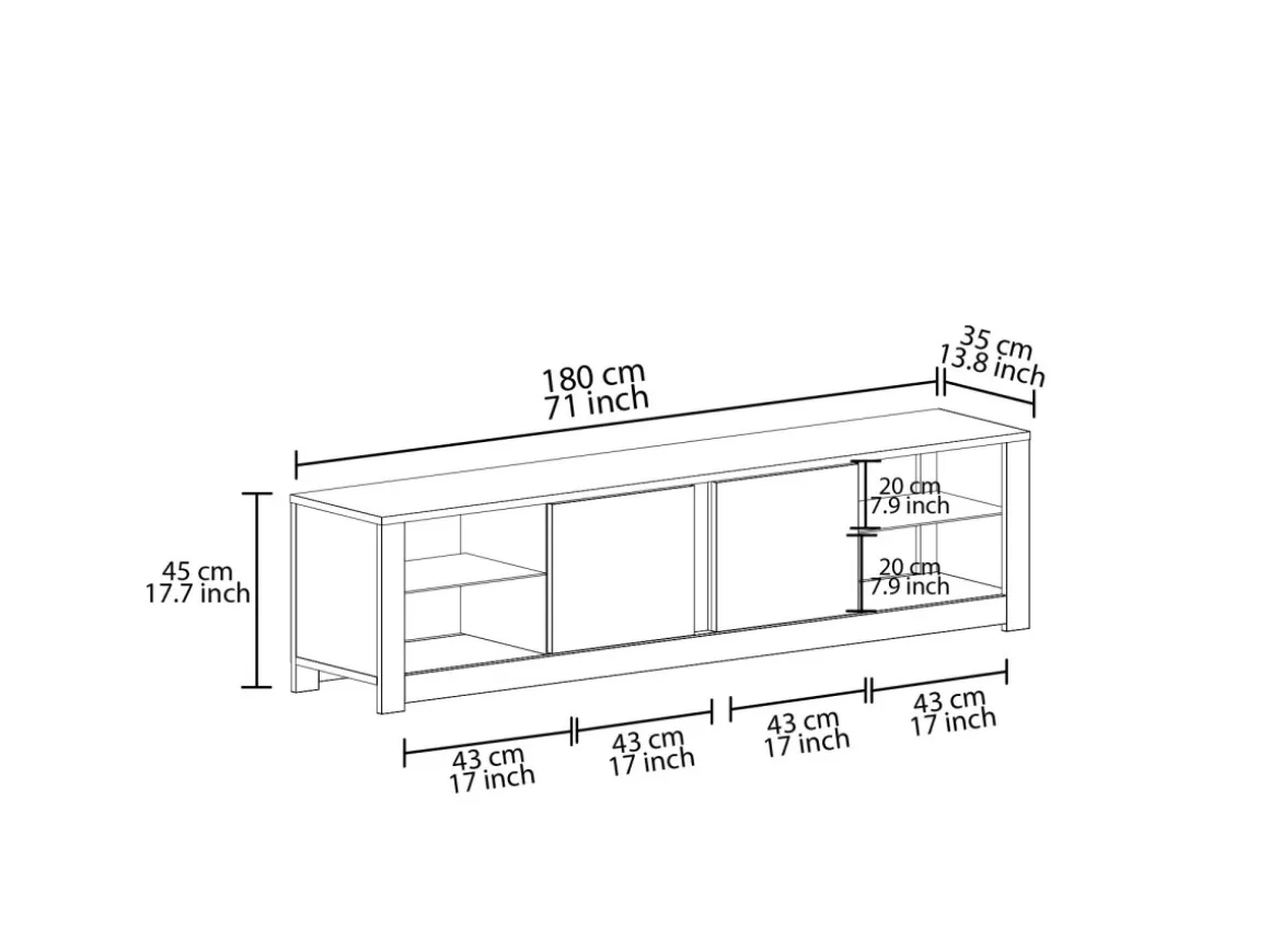 Meuble TV en bois "Aydos" 180 x 35 x 45 cm - Chêne