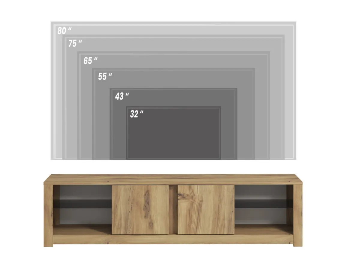 Meuble TV en bois "Aydos" 180 x 35 x 45 cm - Chêne