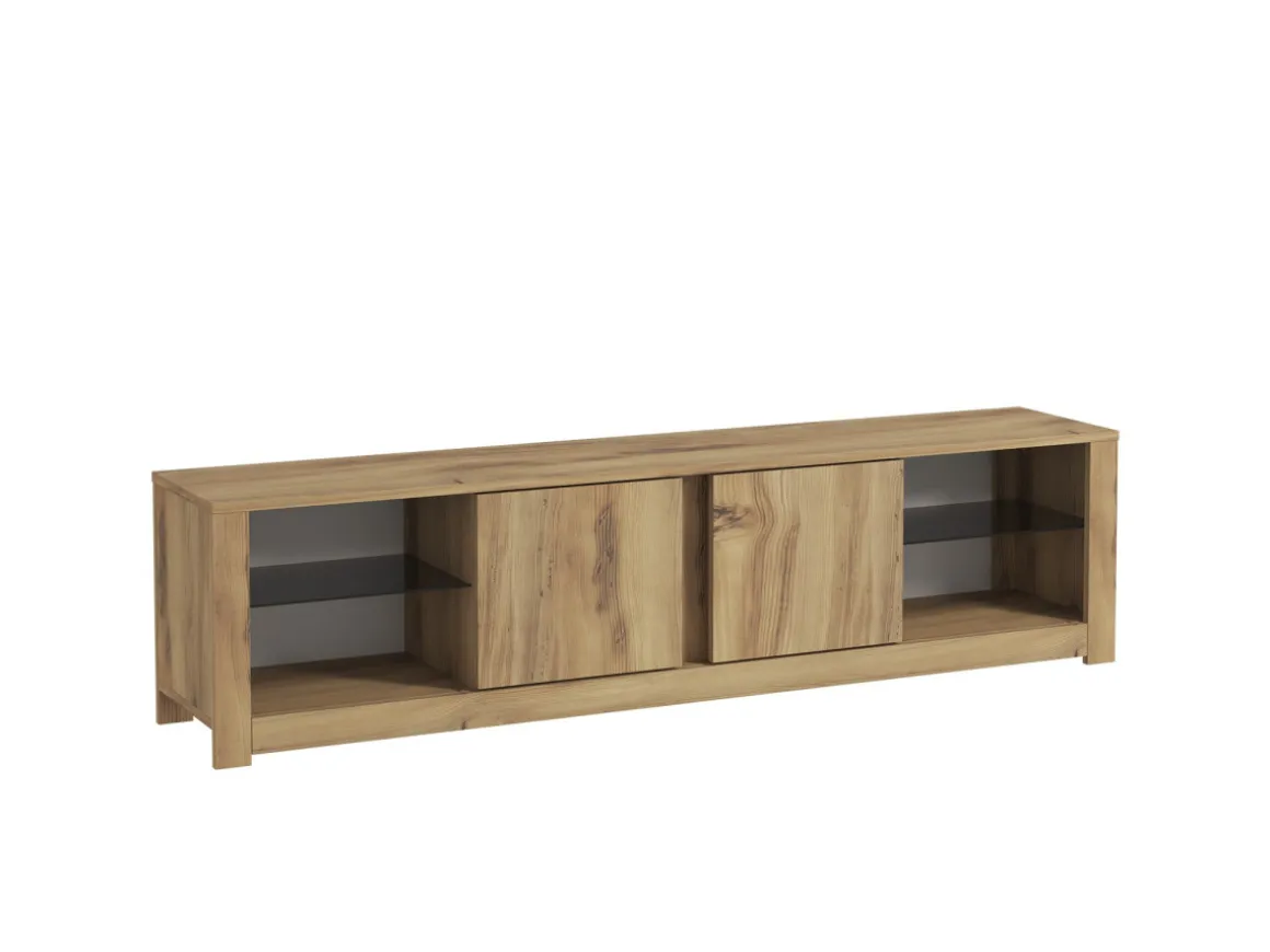 Meuble TV en bois "Aydos" 180 x 35 x 45 cm - Chêne
