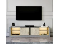 Meuble TV en bois "Aydos" 180 x 35 x 45 cm - Gris