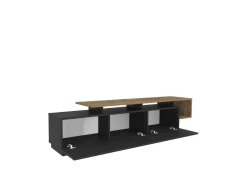 Meuble TV en bois "Basak" - 180 x 40 x 46 cm - Noir