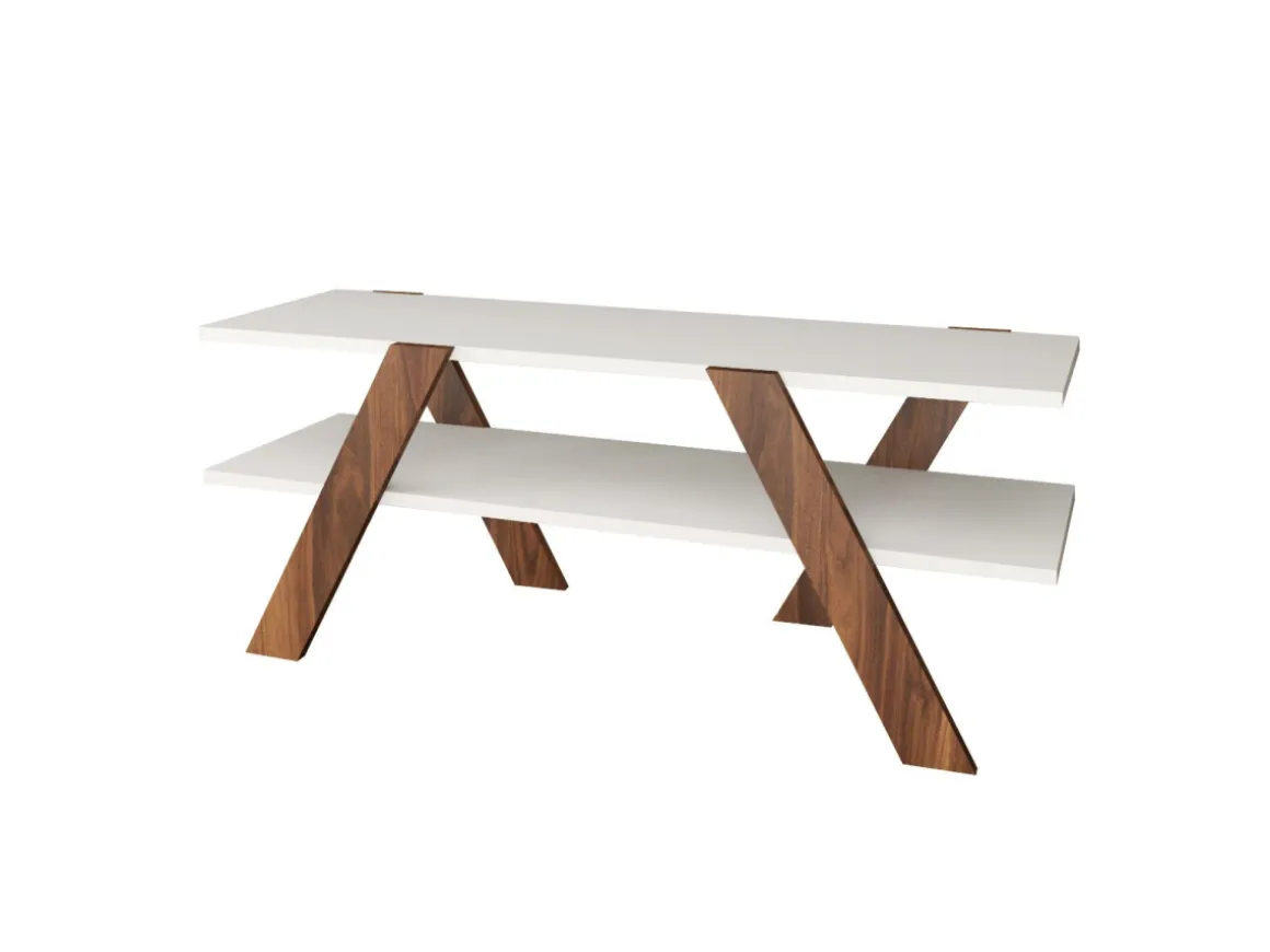 Meuble TV en bois "Basic" - 120 x 33 x 45 cm - Blanc