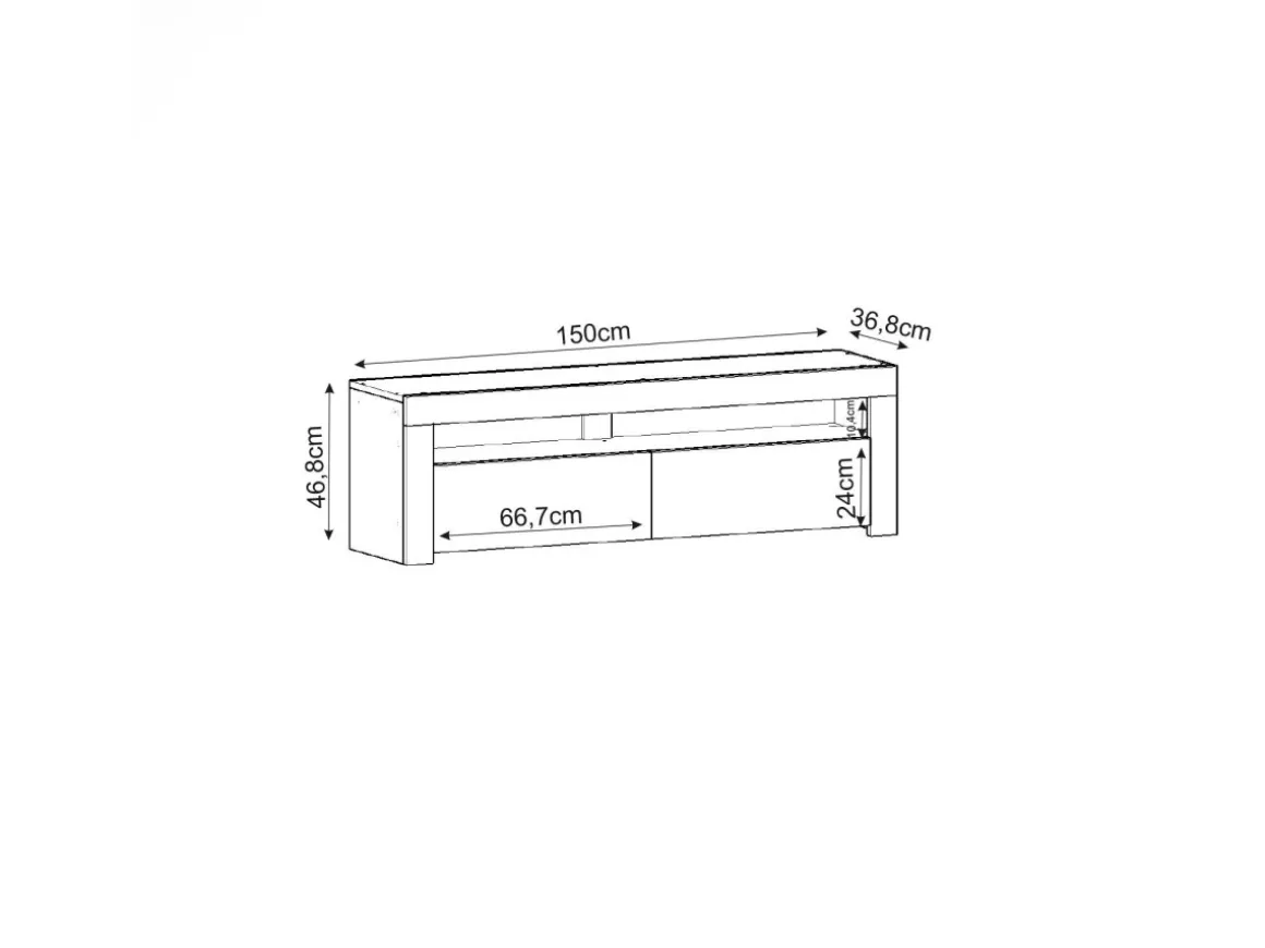 Meuble TV en bois "Bati" - 150 x 36 x 46 cm - Blanc