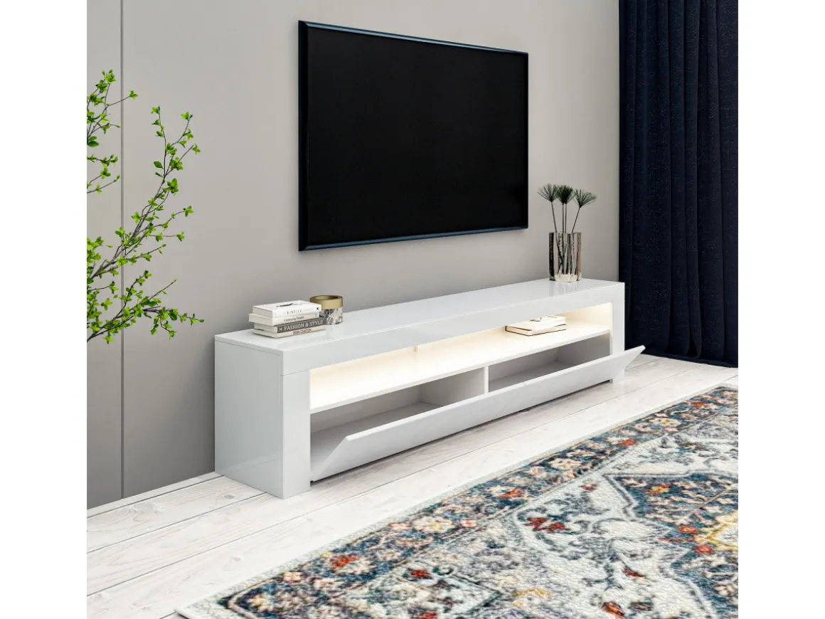 Meuble TV en bois "Bati" - 150 x 36 x 46 cm - Blanc