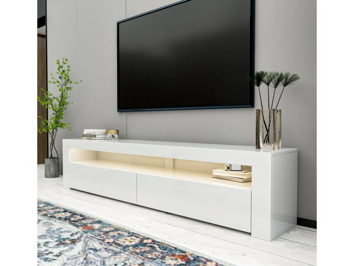 Meuble TV en bois "Bati" - 150 x 36 x 46 cm - Blanc