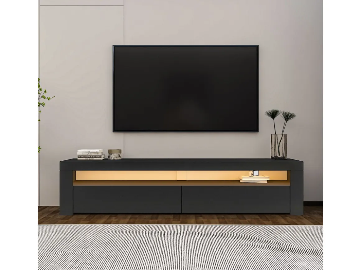 Meuble TV en bois "Bati" - 150 x 36 x 46 cm - Gris anthracite