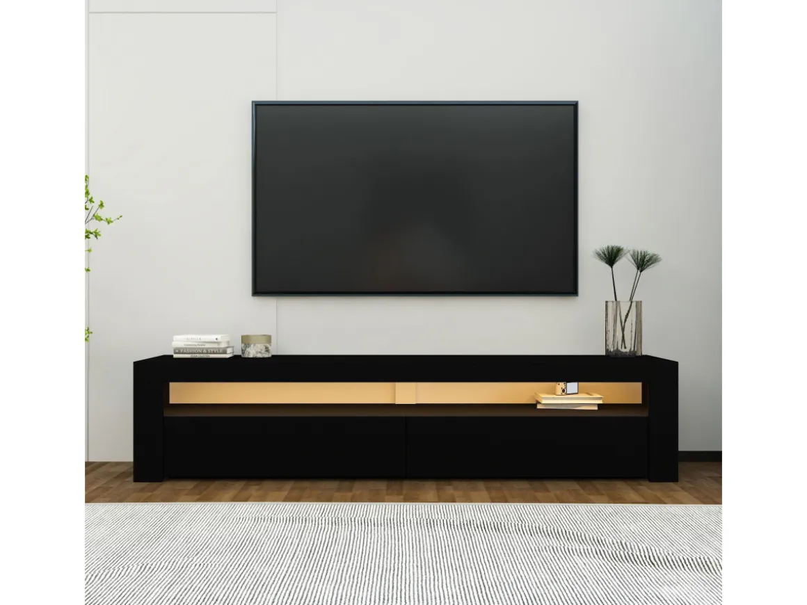 Meuble TV en bois "Bati" - 150 x 36 x 46 cm - Noir