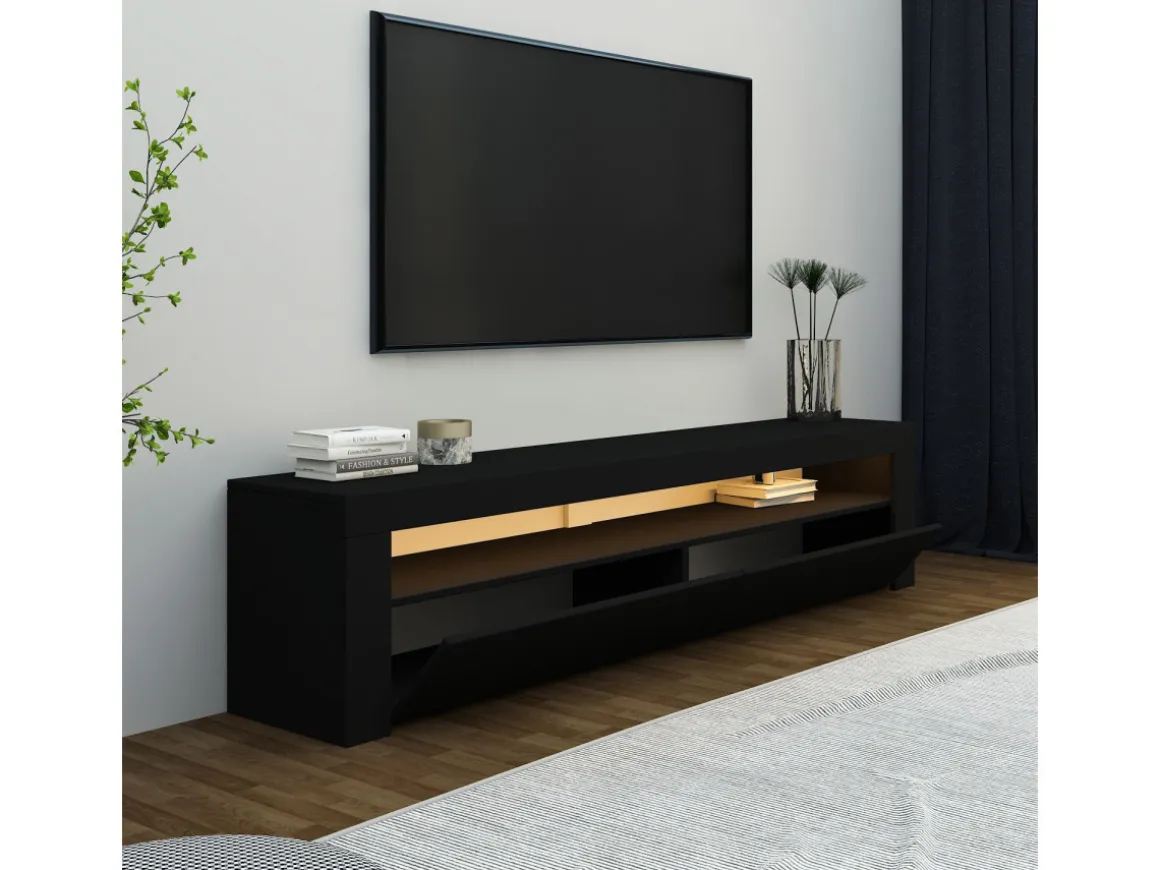 Meuble TV en bois "Bati" - 150 x 36 x 46 cm - Noir