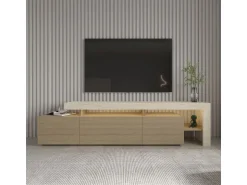 Meuble TV en bois "Beliz" - 192 x 37 x 53 cm - Beige