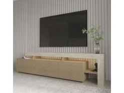 Meuble TV en bois "Beliz" - 192 x 37 x 53 cm - Beige