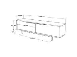 Meuble TV en bois "Calvin" - 160 x 35 x 45 cm - Blanc
