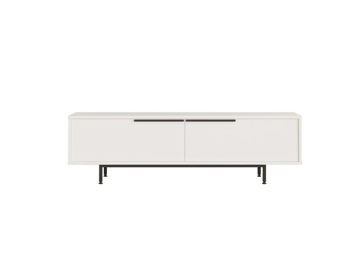 Meuble TV en bois "Calvin" - 160 x 35 x 45 cm - Blanc