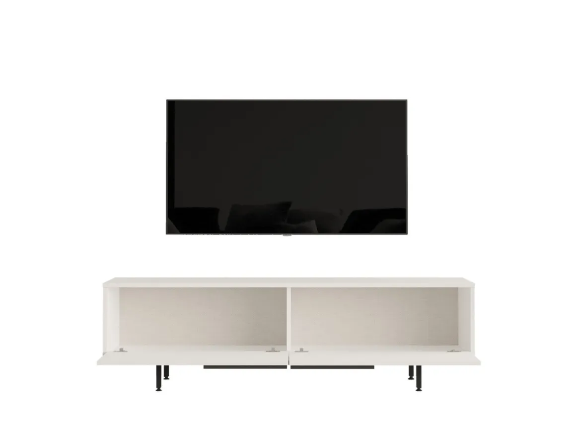 Meuble TV en bois "Calvin" - 160 x 35 x 45 cm - Blanc