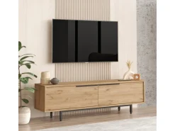 Meuble TV en bois "Calvin" - 160 x 35 x 45 cm - Marron