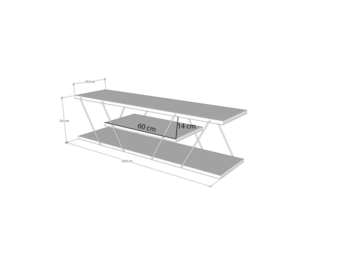 Meuble TV en bois "Canaz" - 120 x 30 x 33 cm - Beige