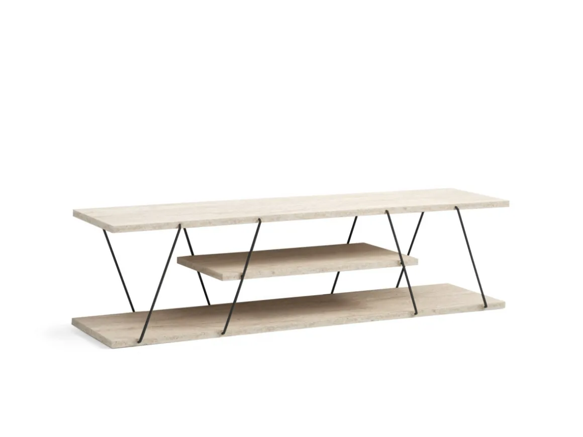 Meuble TV en bois "Canaz" - 120 x 30 x 33 cm - Beige