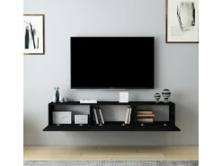 Meuble TV en bois "Denby" - 160 x 31 x 29 cm - Noir