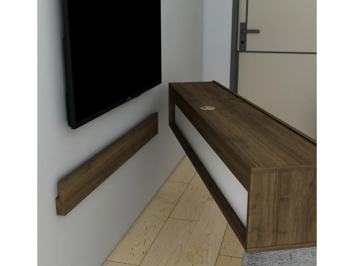Meuble TV en bois "Denby" - 160 x 31 x 29 cm - Noyer