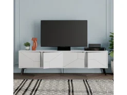 Meuble TV en bois "Dune" - 180 x 29 x 50 cm - Blanc