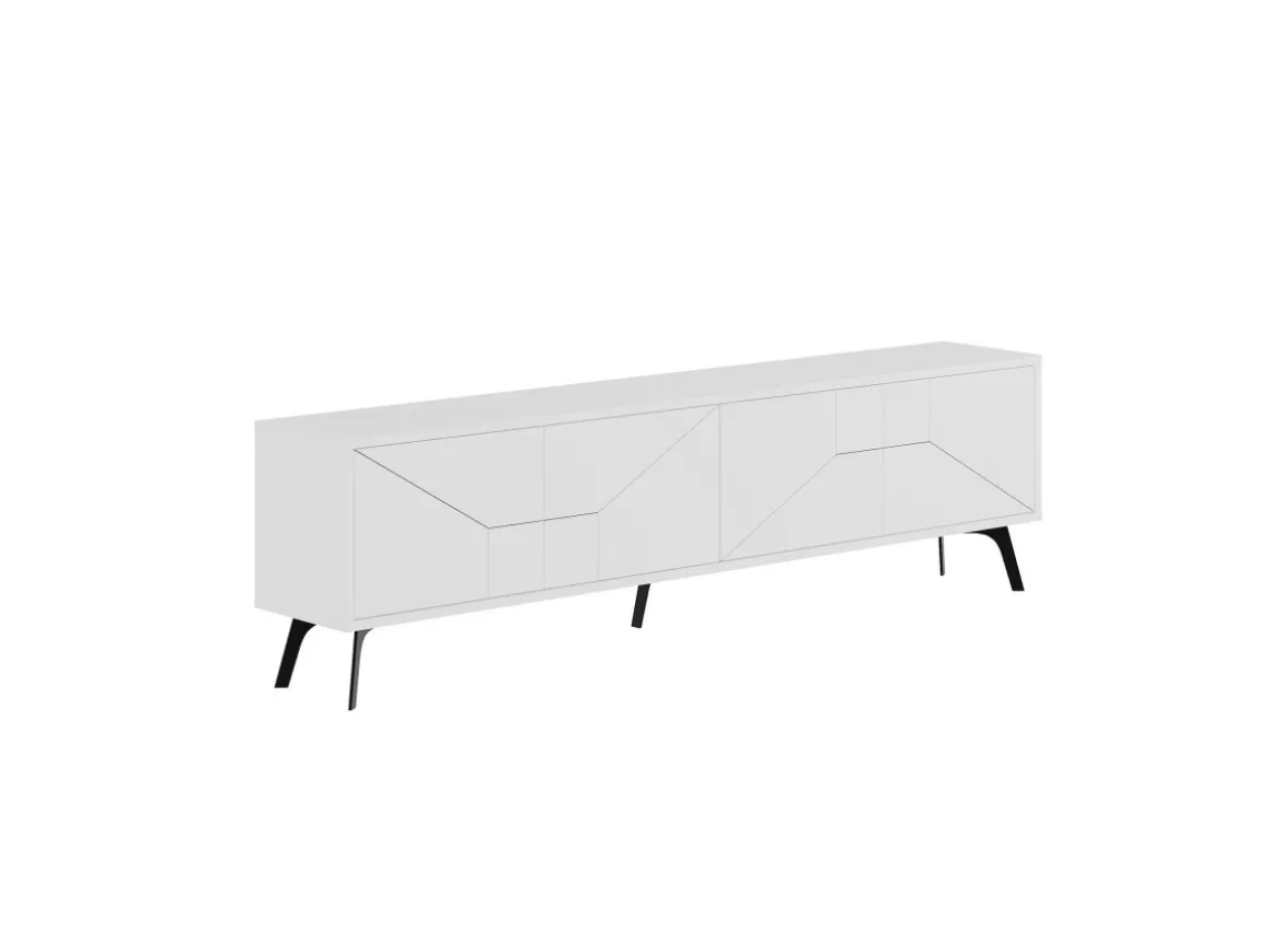 Meuble TV en bois "Dune" - 180 x 29 x 50 cm - Blanc