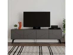 Meuble TV en bois "Dune" - 180 x 29 x 50 cm - Gris anthracite