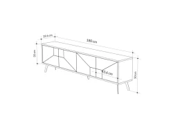 Meuble TV en bois "Dune" - 180 x 29 x 50 cm - Moka clair